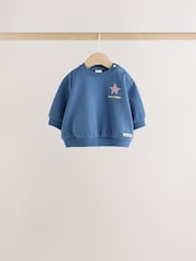 Blue/Neutral Baby Sweat Top and Wide Leg Joggers Set 6 Piece (0mths-2yrs) - Image 4 of 15