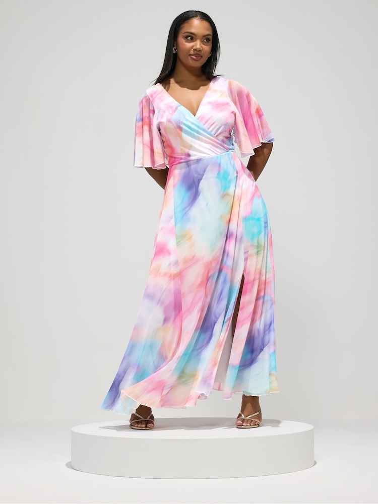 Yours Curve London Blurred Mesh Wrap Maxi Dress - Bilde 1 av 5