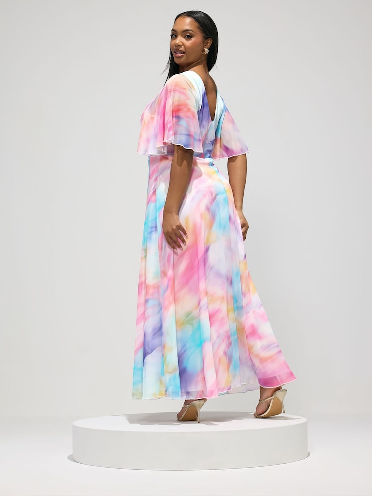Yours Curve London Blurred Mesh Wrap Maxi Dress - Bilde 2 av 5