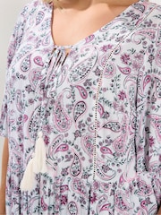 Yours Curve White Short Sleeve Angel Boho Top - Image 4 of 5