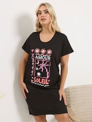 Yours Curve Black Dipped Back Nightdress 2 Pack - Image 5 of 8