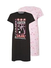 Yours Curve Black Dipped Back Nightdress 2 Pack - Image 6 of 8