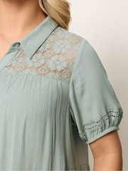 Yours Curve Green Short Sleeve Tiered Shirt - Image 4 of 5