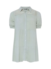 Yours Curve Green Short Sleeve Tiered Shirt - Image 5 of 5
