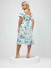 Yours Curve White London Floral Square Neck Skater Dress - Image 2 of 5