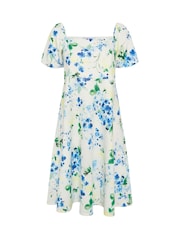 Yours Curve White London Floral Square Neck Skater Dress - Image 5 of 5