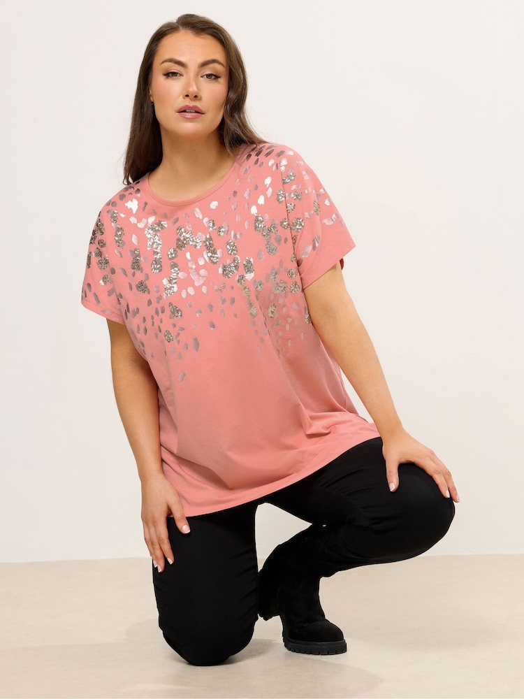 Yours Curve Orange Animal Embellished Top - Image 1 of 5