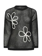 Yours Curve Black Cornelle Floral Open Neck Jumper - Image 5 of 5