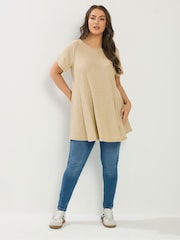 Yours Curve Natural Soft Touch Ribbed T-Shirt - Image 2 of 5