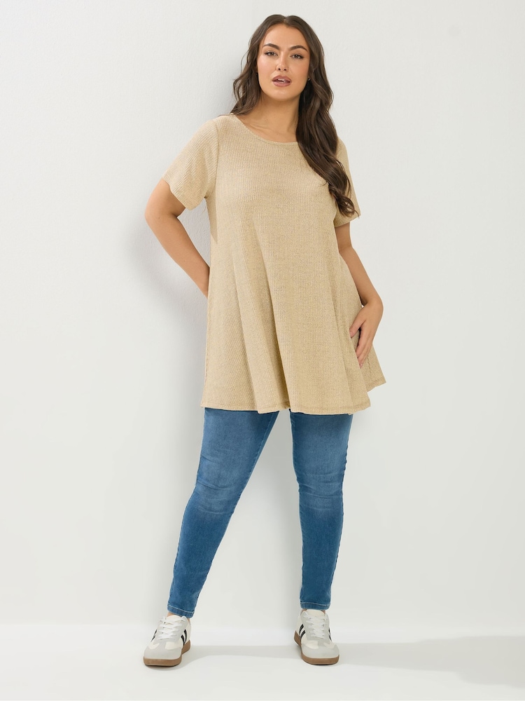 Yours Curve Natural Soft Touch Ribbed T-Shirt - Image 2 of 5