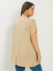 Yours Curve Natural Soft Touch Ribbed T-Shirt - Image 3 of 5