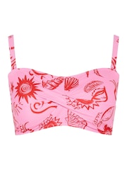 Yours Curve Pink Bandeau Bikini Top - Image 3 of 3