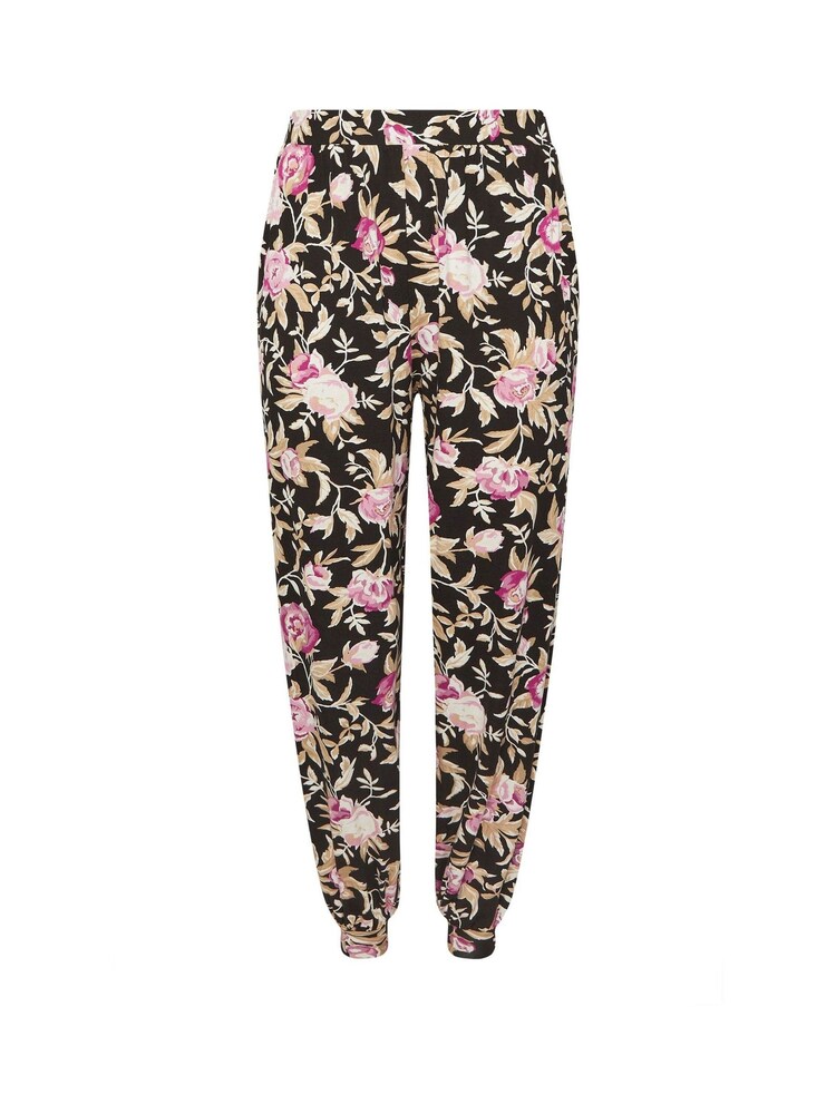 Yours Curve Black Floral Harem Pocket Trousers - Image 5 of 5