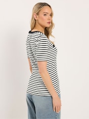 Long Tall Sally Black Button Placket Striped T-Shirt - Image 3 of 5