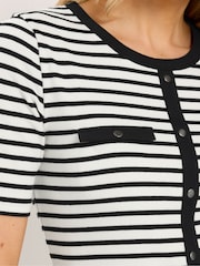 Long Tall Sally Black Button Placket Striped T-Shirt - Image 4 of 5