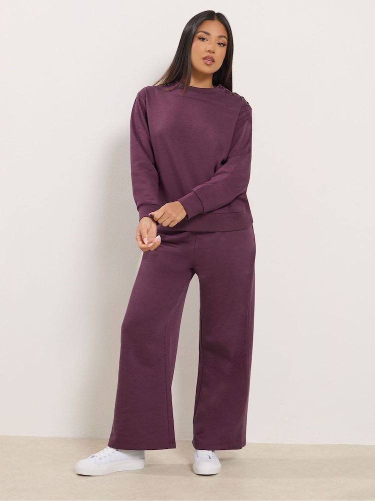 M&Co Red Petite Button Detail Sweat Top - Image 2 of 5