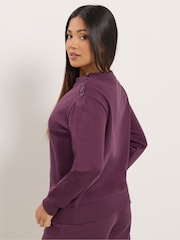 M&Co Red Petite Button Detail Sweat Top - Image 3 of 5