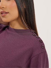 M&Co Red Petite Button Detail Sweat Top - Image 4 of 5