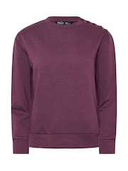 M&Co Red Petite Button Detail Sweat Top - Image 5 of 5