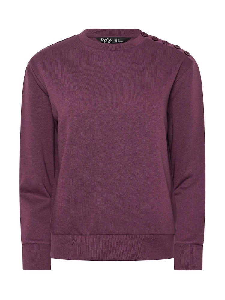 M&Co Red Petite Button Detail Sweat Top - Image 5 of 5