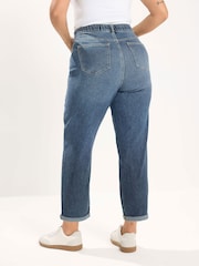 Yours Curve Blue Distressed Boyfriend Jeans - Image 3 of 5
