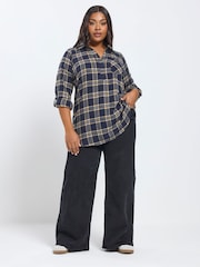 Yours Curve Checked Overhead Collared Shirt - Imaginea 2 din 5