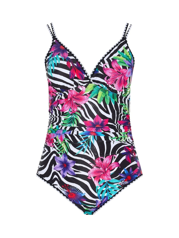 Yours Curve Black Plunge Swimsuit - Image 2 of 3