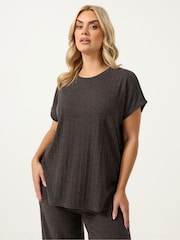 Yours Curve Brown Knitted T-Shirt 2 Piece - Image 1 of 5