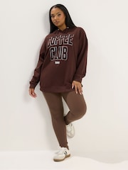 Yours Curve Brown Mini Ribbed Leggings - Image 2 of 5