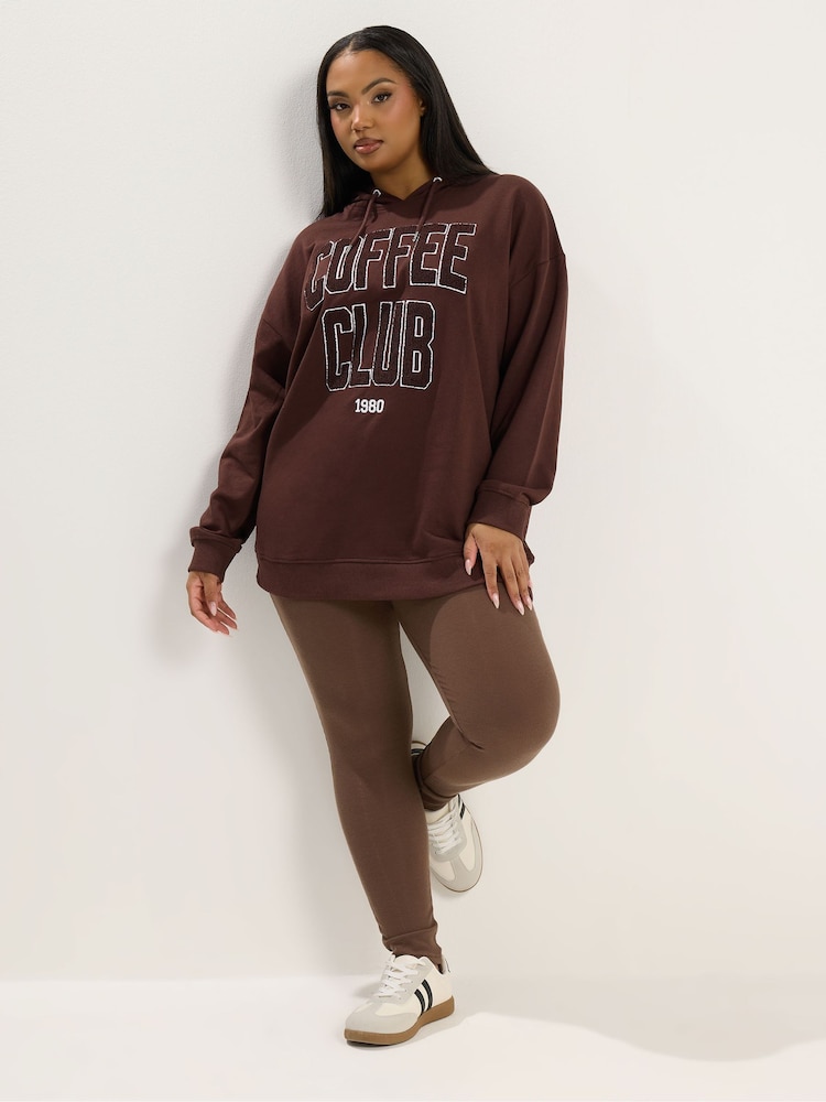 Yours Curve Brown Mini Ribbed Leggings - Image 2 of 5