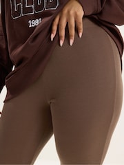 Yours Curve Brown Mini Ribbed Leggings - Image 4 of 5