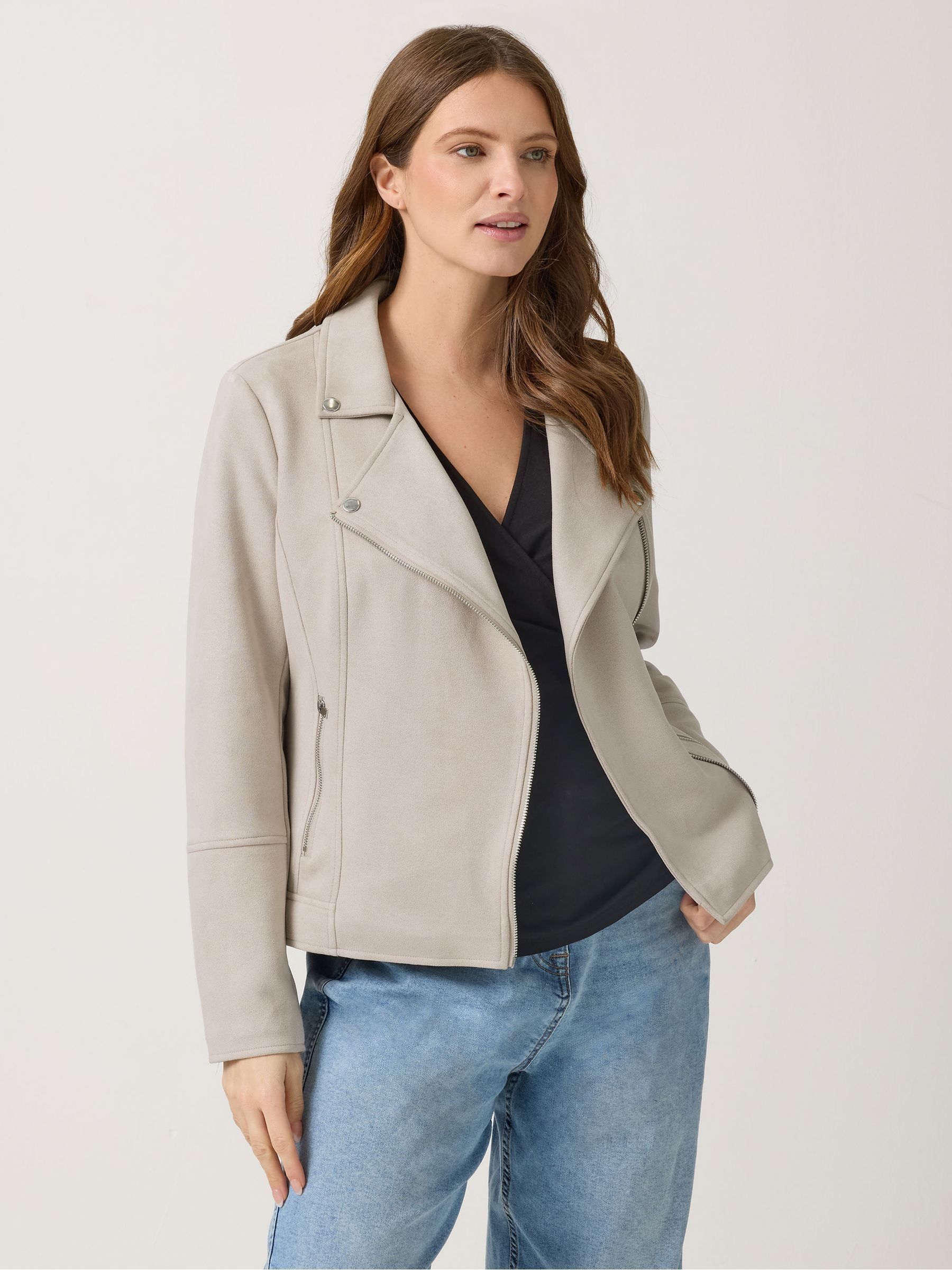 M&Co Nude Mco Faux Suede Biker Jacket - Image 3
