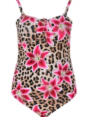 Yours Curve Brown Knot Bandeau Swimsuit - Image 2 of 3