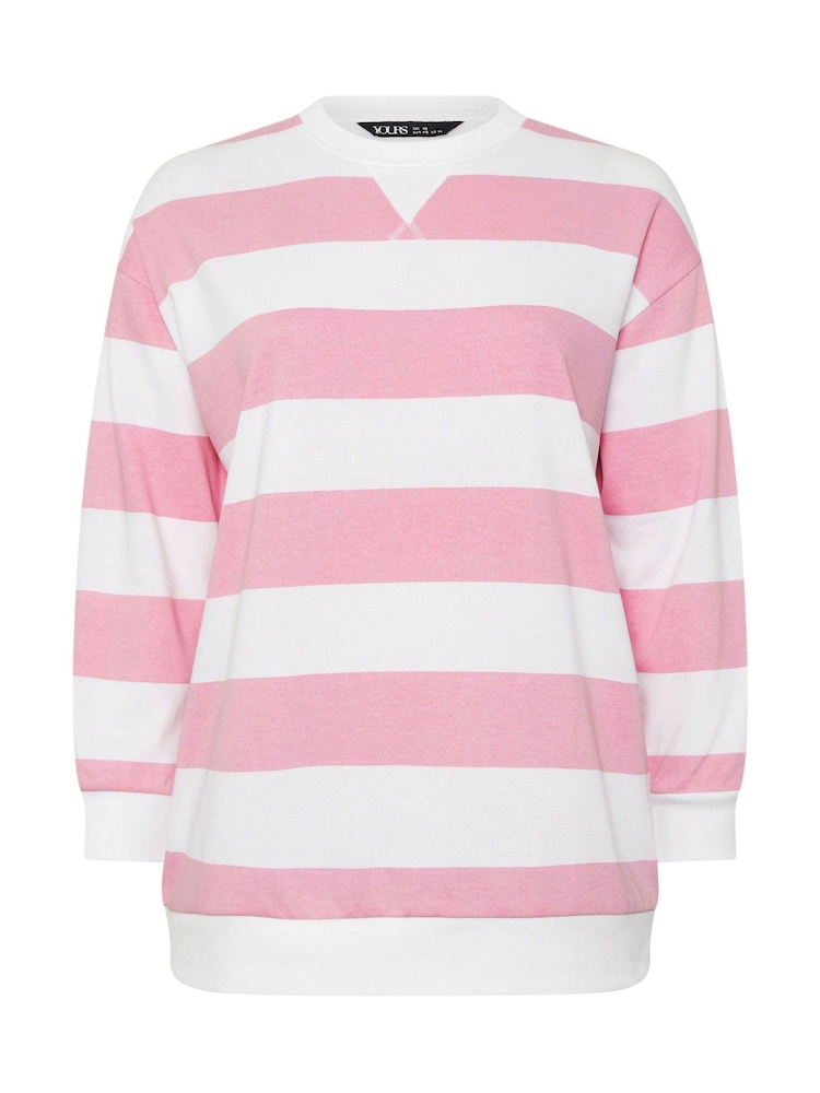 Yours Curve Pink Striped Sweatshirt - Image 5 of 5