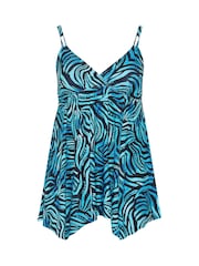 Yours Curve Blue Hanky Hem Swimdress - Image 2 of 3