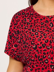 Yours Curve Red Drop Shoulder Animal Top - Image 4 of 5