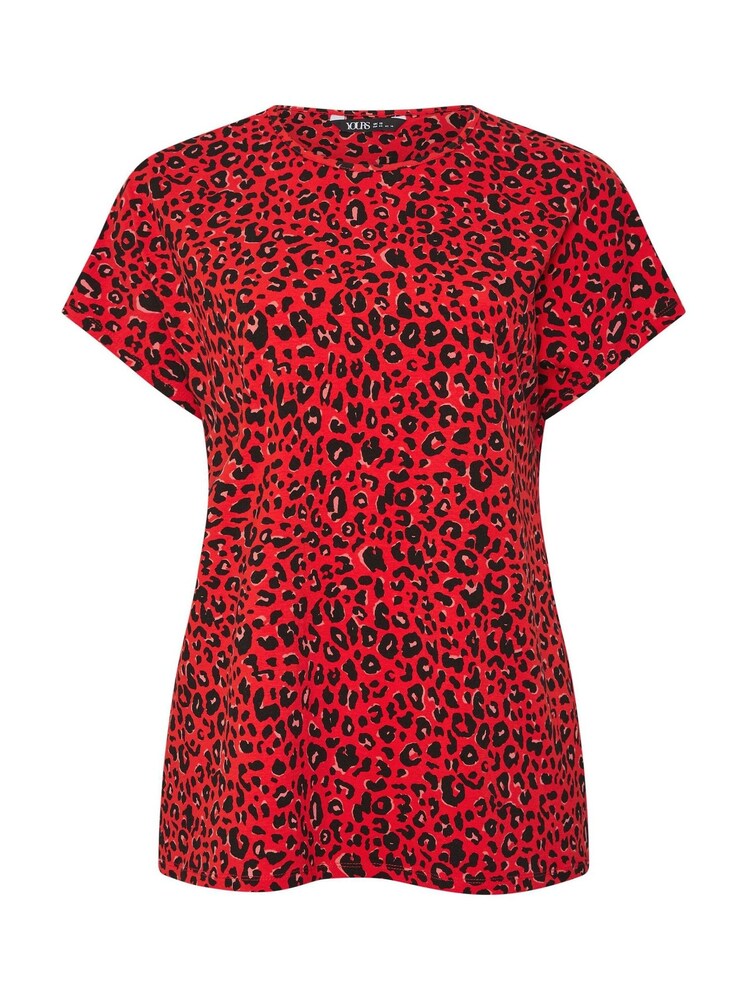 Yours Curve Red Drop Shoulder Animal Top - Image 5 of 5
