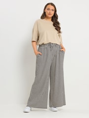 Yours Curve Black Jersey Wide Leg Trousers - Image 2 of 5