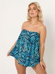 Yours Curve Blue Pleated A-Line Tankini - Image 2 of 6