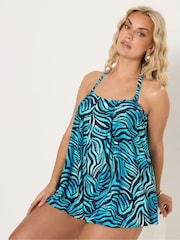 Yours Curve Blue Pleated A-Line Tankini - Image 3 of 6