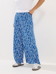 PixieGirl Petite Blue Rope Print Palazzo Trousers - Image 2 of 5