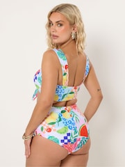 Yours Curve White/Pink V-Wire Bikini Top - Image 6 of 7