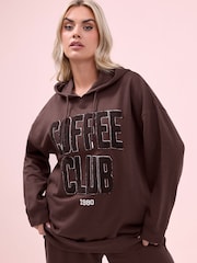 Yours Curve Brown Wide Leg Joggers - Image 1 of 6