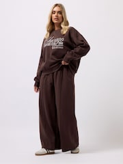 Yours Curve Brown Wide Leg Joggers - Image 3 of 6