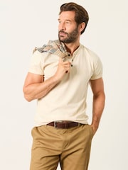 FatFace 2 Pack Khaki/Natural Short Sleeve Henley Top - Image 2 of 8