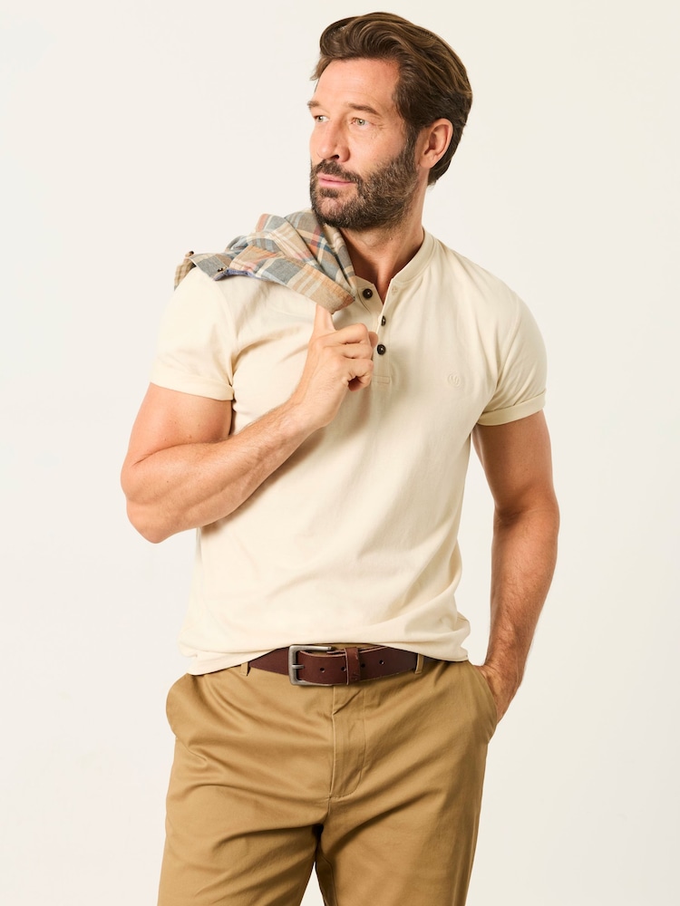 FatFace 2 Pack Khaki/Natural Short Sleeve Henley Top - Image 2 of 8 FatFace 2 Pack Khaki/Natural Short Sleeve Henley Top - Image 2 of 8