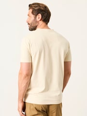 FatFace 2 Pack Khaki/Natural Short Sleeve Henley Top - Image 5 of 8
