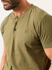 FatFace 2 Pack Khaki/Natural Short Sleeve Henley Top - Image 6 of 8