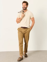 FatFace 2 Pack Khaki/Natural Short Sleeve Henley Top - Image 7 of 8