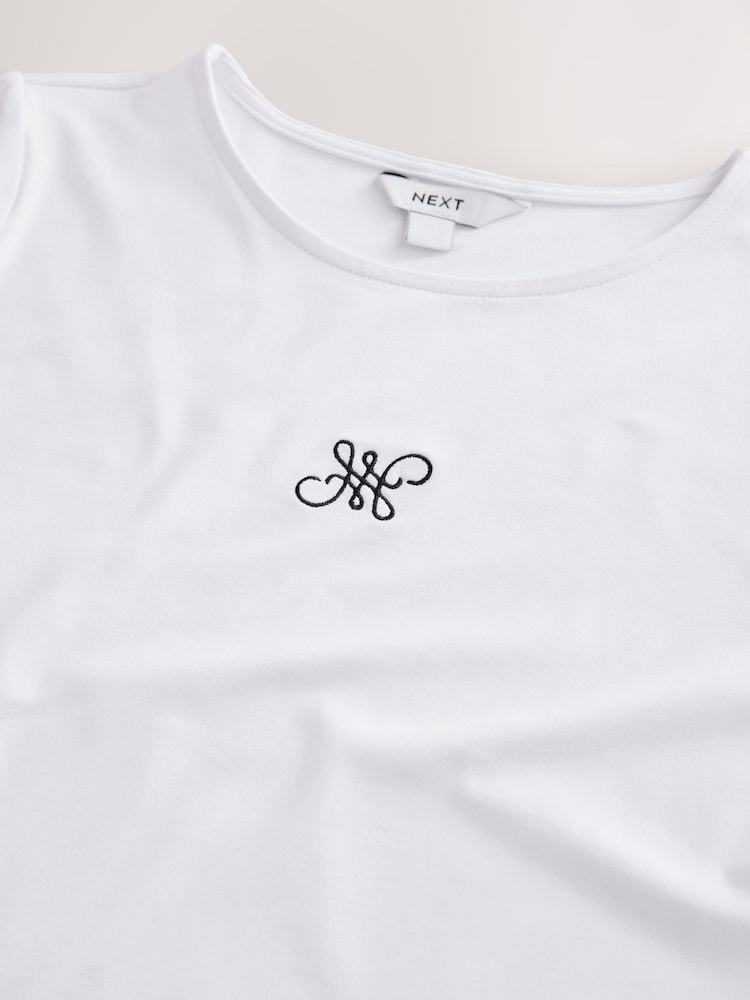 White Logo Soft Touch Slinky Crew Neck Short Sleeve T-Shirt - Image 3 of 3